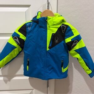 Spyder Black Jacket with Blue and Neon Accents Youth Size 4